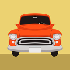 vintage car ,vector illustration , flat style , front 