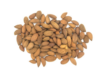 Almond on white background. apricot nut