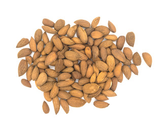 Almond on white background. apricot nut