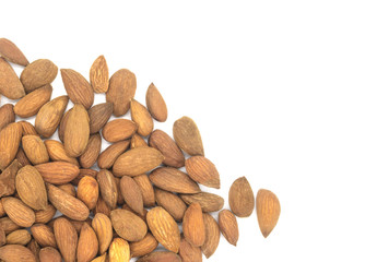Almond on white background. apricot nut