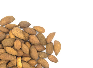 Almond on white background. apricot nut