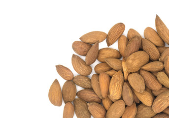 Almond on white background. apricot nut