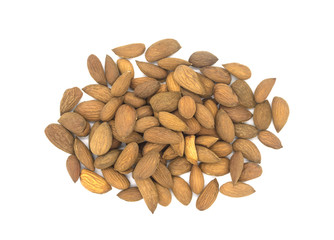 Almond on white background. apricot nut