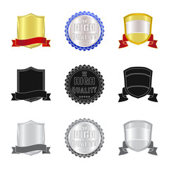 Vector design of emblem and badge sign. Set of emblem and sticker vector icon for stock.