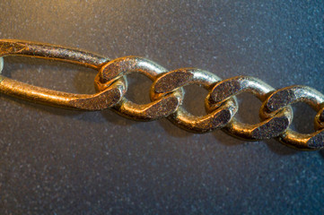 Golden chaine detail. Macro close up