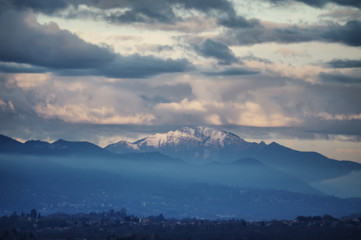 Fototapeta na wymiar Generoso Mount on Italian Alps as view from Maggiore Lake
