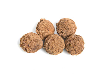 Chocolate candies isolated on white background.