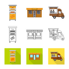 Vector design of market and exterior logo. Collection of market and food stock symbol for web.