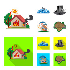 Vector illustration of natural and disaster icon. Set of natural and risk stock symbol for web.