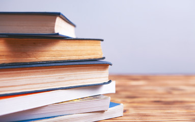 books on wooden background