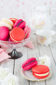 Collection of pink macarons