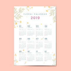 Floral calendar mockup