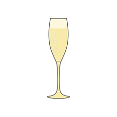 A glass of champagne, icon. Abstract concept. Vector illustration on white background.