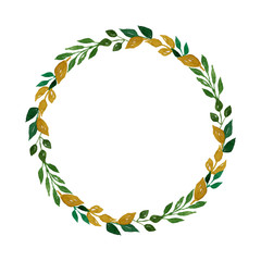 watercolor leaf floral frame wreath design