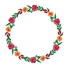 watercolor leaf floral frame wreath design
