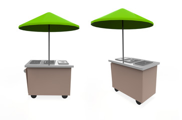 food Trolley Cart on a white background. 3d Rendering