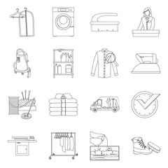 Isolated object of laundry and clean icon. Collection of laundry and clothes stock vector illustration.