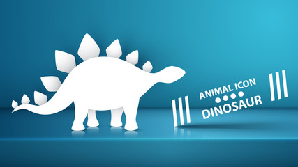 Paper dino, dinosaur illustration on the blue studio.