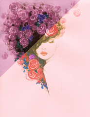 beautiful woman. fashion illustration. watercolor painting
