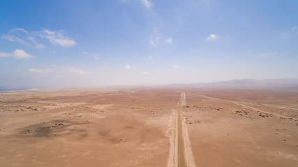 aerial view of desert landscape of the Atacama Region, Chile. you can see the great extent of the desert