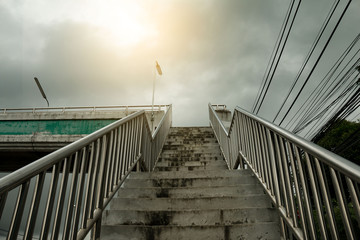 Naklejka premium Stairs up the bridge