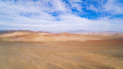 aerial view of desert landscape of the Atacama Region, Chile. you can see the great extent of the desert