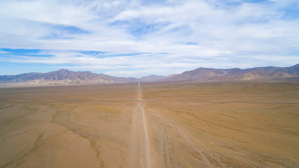 aerial view of desert landscape of the Atacama Region, Chile. you can see the great extent of the desert