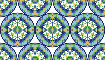 Gordijnen Vector Mosaic Classic Colorful Medallion Seamlessn Pattern © kronalux