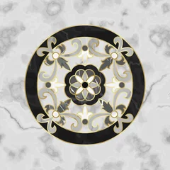 Poster Luxury Gray Marble Mosaic Classic Seamless Pattern © kronalux
