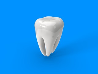 white teeth on blue background. 3d illustration