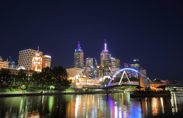 Fototapeta na wymiar Night cityscape Melbourne Australia