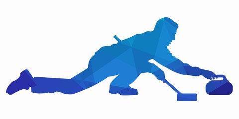 illustration of figure curling player , vector draw - obrazy, fototapety, plakaty