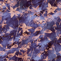 Vintage watercolor Seamless  pattern - flowers, roses branch with buds, leaves. 
Seamless watercolor background with floral pattern on a black background.
Fashionable stylish pattern