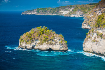Amazing view of cliff with rocks in Nusa Penida, Bali