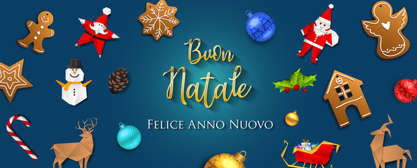 Fototapeta premium Italian Christmas and Happy New Year greeting card