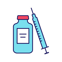 Medicine vial and syringe color icon