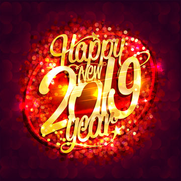 Happy new 2019 year card with sparkles background