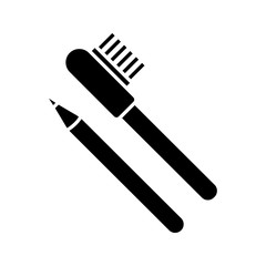 Eyebrow pencils with brush glyph icon