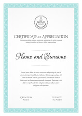 Certificate template. Diploma of modern design or gift certificate.