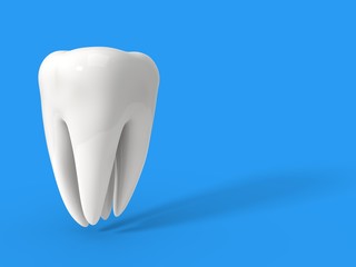 white teeth on blue background. 3d illustration