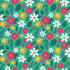 cute colorful floral flower seamless pattern design