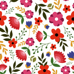 cute colorful floral flower seamless pattern design