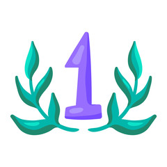 Winner laurel flat color illustration