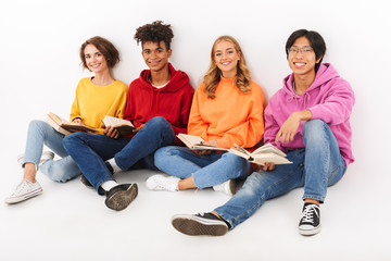 Group of cheerful teenagers isolated
