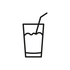 Glass with a straw outline icon, cocktail symbol, drink vector sign isolated on white background