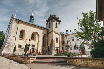 View of the Benedictine church and monastery. Vicheva Street, 2, L'viv, L'vivs'ka oblast, Ukraine. June 2015