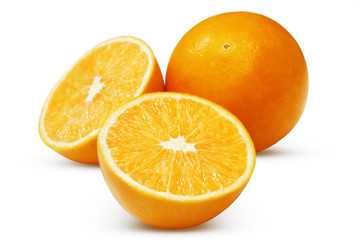 Ripe orange fruits isolated on white background     