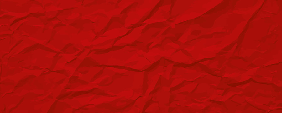 Red wrinkled paper texture, abstract vector background