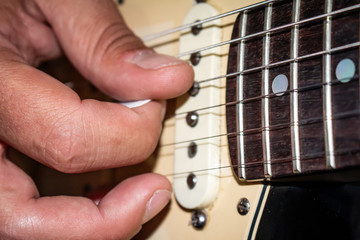 approach of some guitar strings. Guitar music.