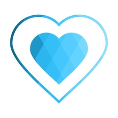 Geomatric hearts love vector icon. Heart icon set vector. Blue low poly style. - Vector